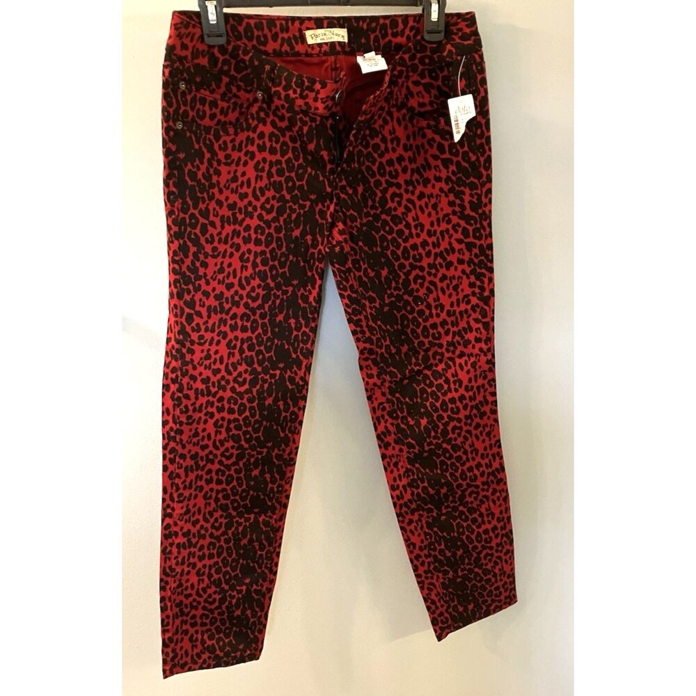 NWT Paris Blues Animal Print Skinny Pants Red & Black Size 9